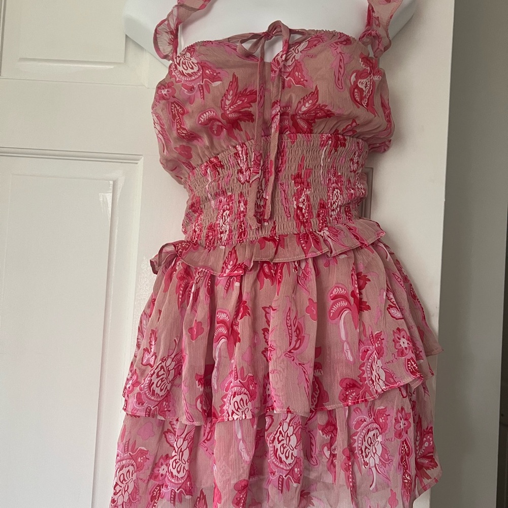 Floral Pink Ruffle Dress